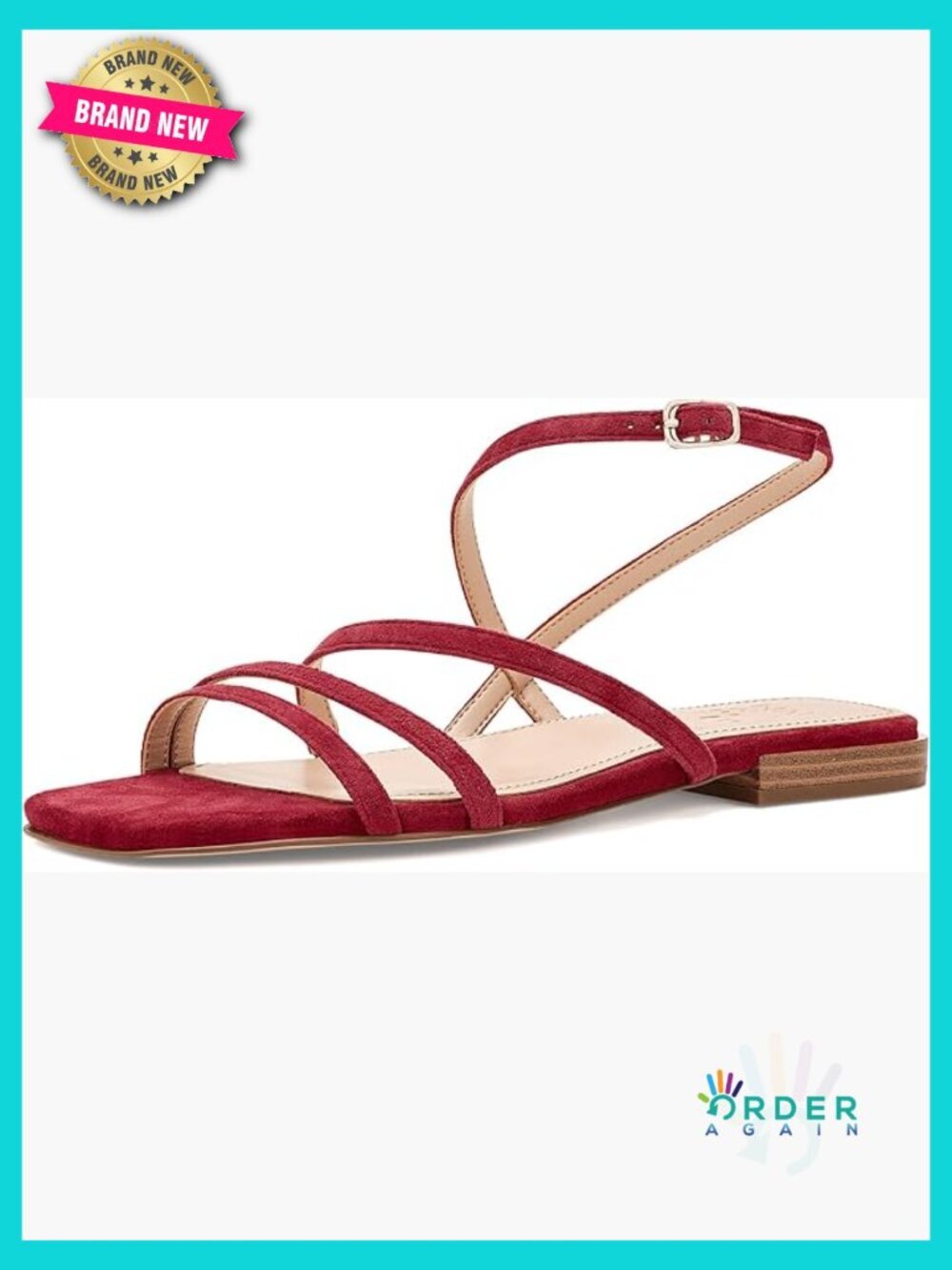 Slingback Flat Sandals Minimalist Leather Stacked Heel Square Toe Open Toe